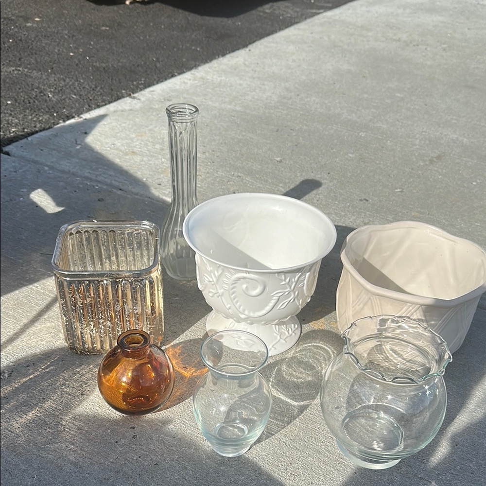 3/$15 Assorted Glass Ceramic Plastic Vases